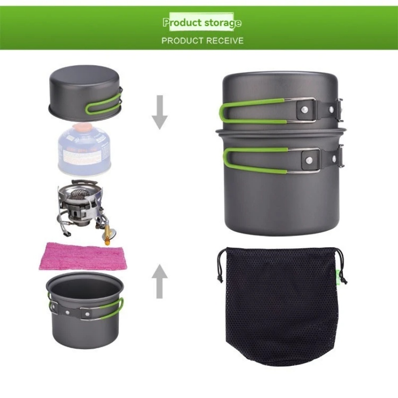 Camping Cooking Pot Set - Conjunto de Utensílios de Cozinha para