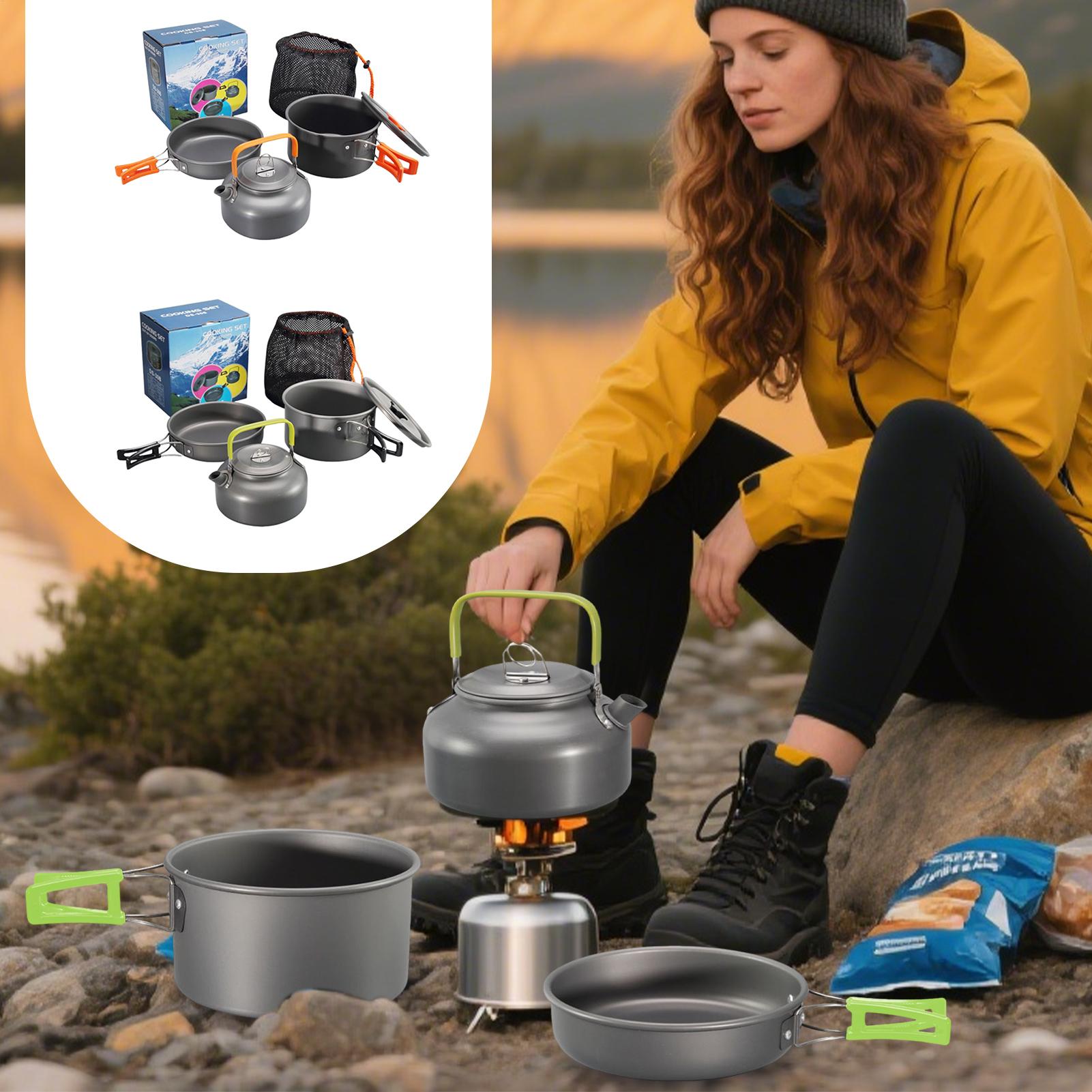 Camping Lightweight Cooking Pot - Panelas de acampamento conjunto pote cozinha