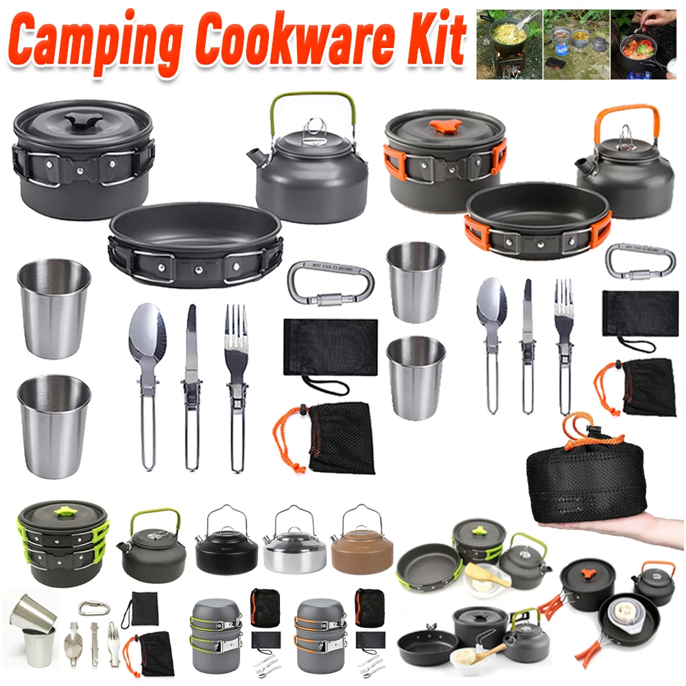 Camping Lightweight Cooking Pot - Kit de Utensílios de Cozinha para